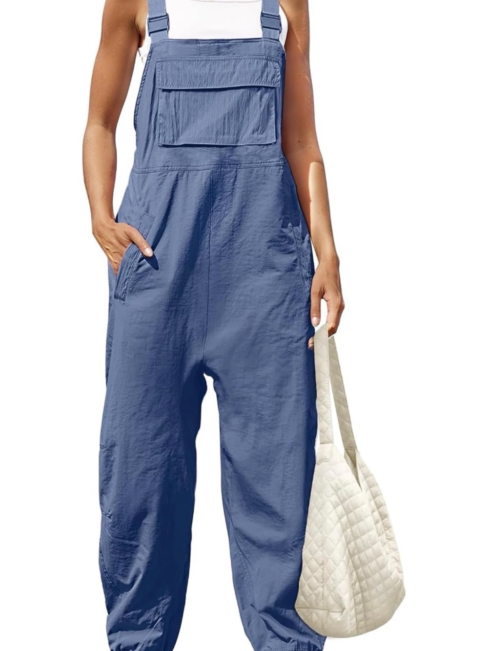 Women's Blue Relaxed-Fit Jeans Overalls with Utility Pockets